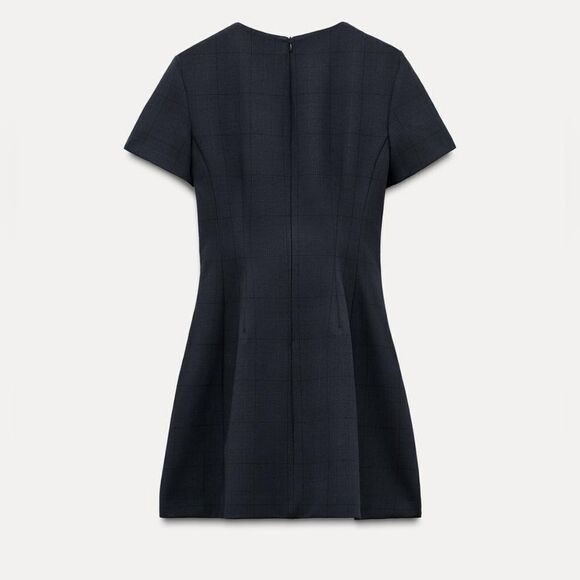 NWT Zara Godet dress zw collection Navy Blue Dress GODET - Picture 2 of 6